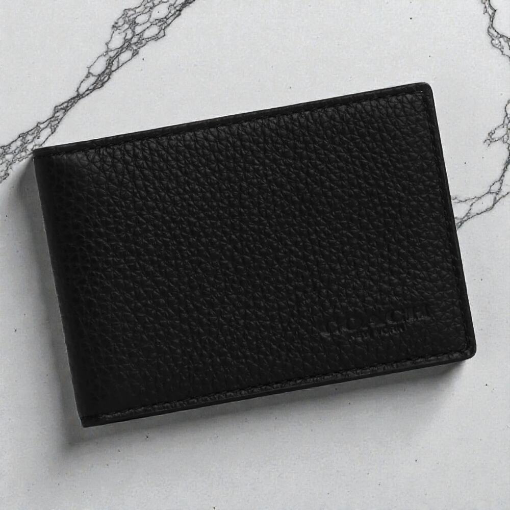 Coach Compact Card Leather Wallet in Black CM167